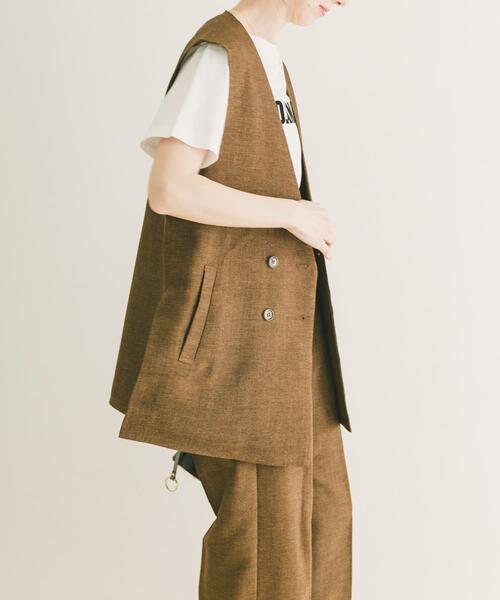 ITEMS URBANRESEARCH（アイテムズ アーバンリサーチ）の「『UVカット/接触冷感』ホップサックジレ×パンツセット（セットアップ・レディース・ブラック/ベージュ/ブラウン・FREE）」の4枚目の写真