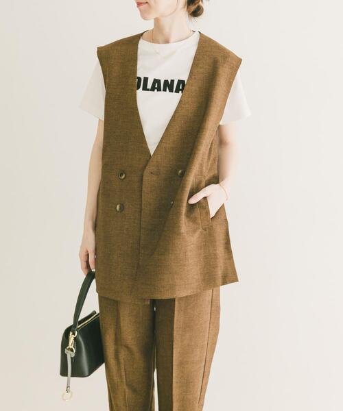 ITEMS URBANRESEARCH（アイテムズ アーバンリサーチ）の「『UVカット/接触冷感』ホップサックジレ×パンツセット（セットアップ・レディース・ブラック/ベージュ/ブラウン・FREE）」の5枚目の写真