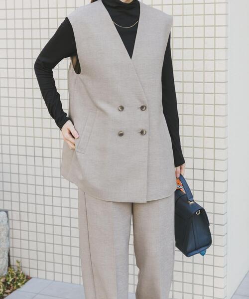 ITEMS URBANRESEARCH（アイテムズ アーバンリサーチ）の「ホップサックジレ×パンツセット（セットアップ・レディース・ブラック/ベージュ/ブラウン・FREE）」の20枚目の写真