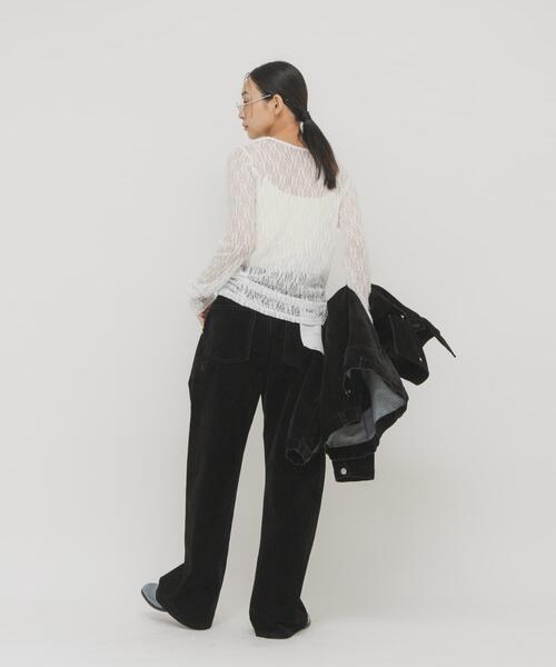 KBF（ケイビーエフ）の「ドッキングレースTEE（Tシャツ/カットソー・レディース・ダークブラウン/アイボリー/オフホワイト・ONE）」の7枚目の写真