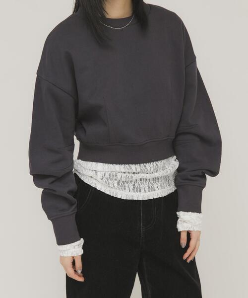 KBF（ケイビーエフ）の「ドッキングレースTEE（Tシャツ/カットソー・レディース・ダークブラウン/アイボリー/オフホワイト・ONE）」の8枚目の写真