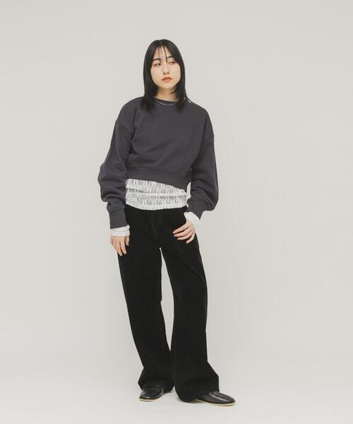 KBF（ケイビーエフ）の「ドッキングレースTEE（Tシャツ/カットソー・レディース・ダークブラウン/アイボリー/オフホワイト・ONE）」の10枚目の写真