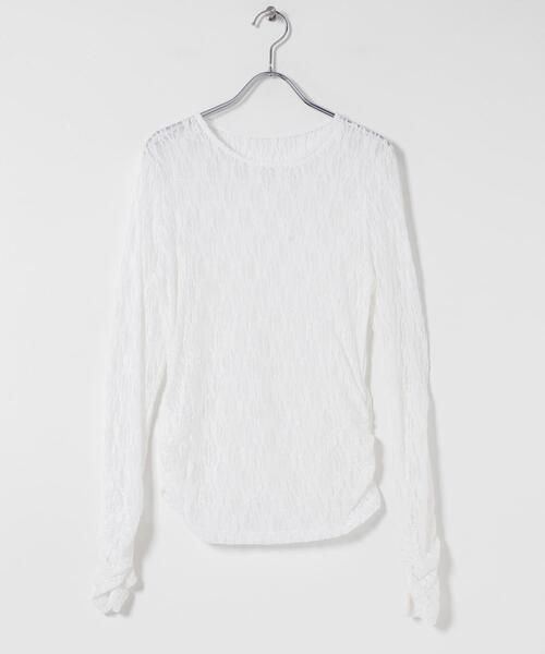 KBF（ケイビーエフ）の「ドッキングレースTEE（Tシャツ/カットソー・レディース・ダークブラウン/アイボリー/オフホワイト・ONE）」の11枚目の写真