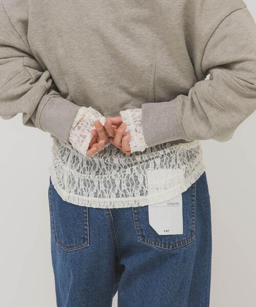 KBF（ケイビーエフ）の「ドッキングレースTEE（Tシャツ/カットソー・レディース・ダークブラウン/アイボリー/オフホワイト・ONE）」の14枚目の写真