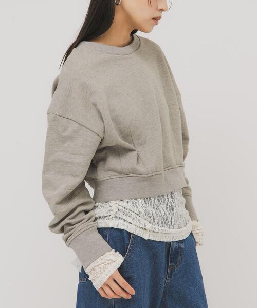 KBF（ケイビーエフ）の「ドッキングレースTEE（Tシャツ/カットソー・レディース・ダークブラウン/アイボリー/オフホワイト・ONE）」の16枚目の写真