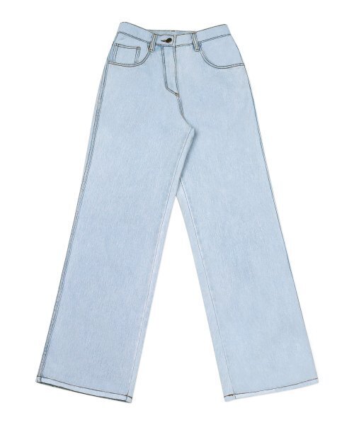 HIGH SCHOOL DISCO（ハイスクールディスコ）の「Color Wide Pants_Denim（デニムパンツ・レディース・その他・LARGE）」の2枚目の写真
