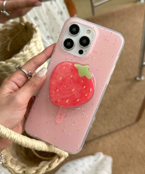 ストロベリー マグネット スマホ グリップ / スタンド（スマホグッズ