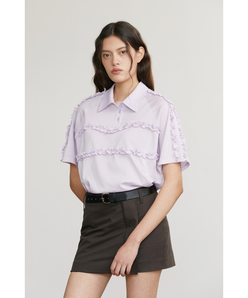 AFTERHOURS(アフターアワーズ)の「RUFFLE PIQUE SHIRT (LAVENDER)(ポロシャツ・レディース・その他・FREE)」の2枚目の写真