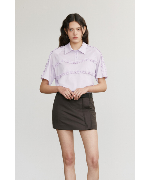 AFTERHOURS(アフターアワーズ)の「RUFFLE PIQUE SHIRT (LAVENDER)(ポロシャツ・レディース・その他・FREE)」の5枚目の写真