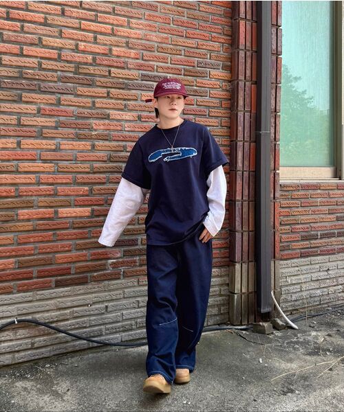 FDR(エフディーアール)の「Double Layer Applique Long Sleeve_4 Color(Tシャツ/カットソー・メンズ・チャコール/ネイビー/ライトグレー・MEDIUM/LARGE/SMALL)」の12枚目の写真