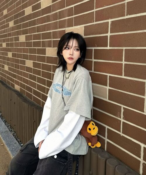 FDR(エフディーアール)の「Double Layer Applique Long Sleeve_4 Color(Tシャツ/カットソー・メンズ・チャコール/ネイビー/ライトグレー・MEDIUM/LARGE/SMALL)」の15枚目の写真