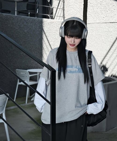 FDR(エフディーアール)の「Double Layer Applique Long Sleeve_4 Color(Tシャツ/カットソー・メンズ・チャコール/ネイビー/ライトグレー・MEDIUM/LARGE/SMALL)」の16枚目の写真