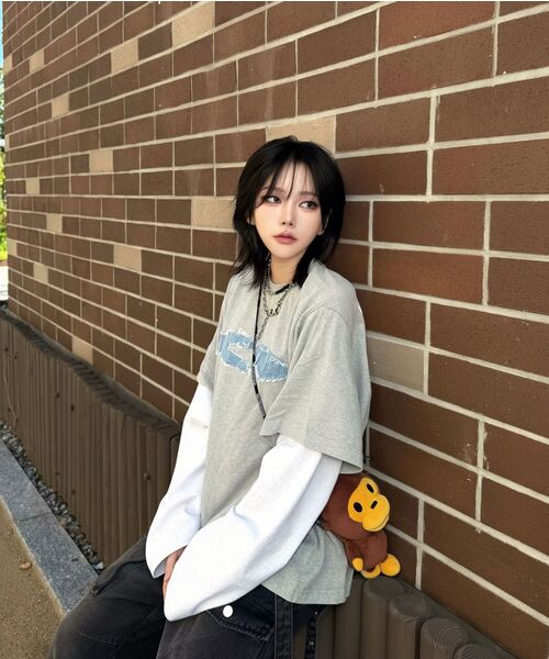FDR(エフディーアール)の「Double Layer Applique Long Sleeve_4 Color(Tシャツ/カットソー・メンズ・チャコール/ネイビー/ライトグレー・MEDIUM/LARGE/SMALL)」の21枚目の写真