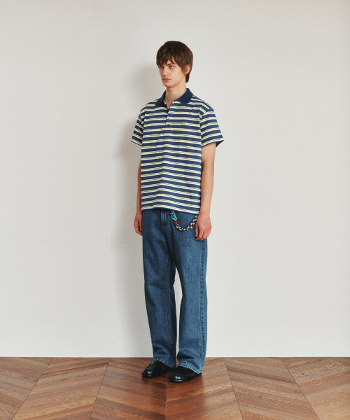 HEUTE(ホイテ)の「HET AREA STRIPE POLO T-SHIRT (CLASSIC BLUE)(ポロシャツ・メンズ・その他・L/M)」の4枚目の写真