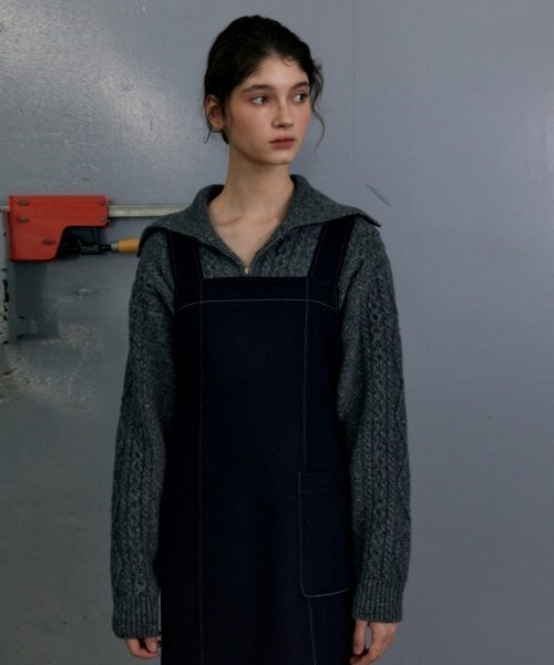 UNNOUT(アナウト)の「CABLE ZIP UP WOOL KNIT CARDIGAN - GREY(カーディガン/ボレロ・レディース・その他・ONE SIZE)」の2枚目の写真
