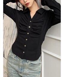 RESEXXY | フロントギャザーリブトップス(Tシャツ/カットソー)