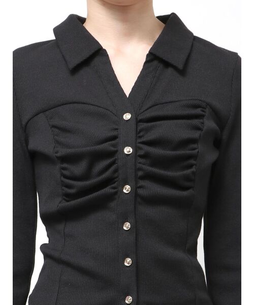 RESEXXY（リゼクシー）の「フロントギャザーリブトップス（Tシャツ/カットソー・レディース・ブラック/ブルー/ホワイト・FREE）」の12枚目の写真