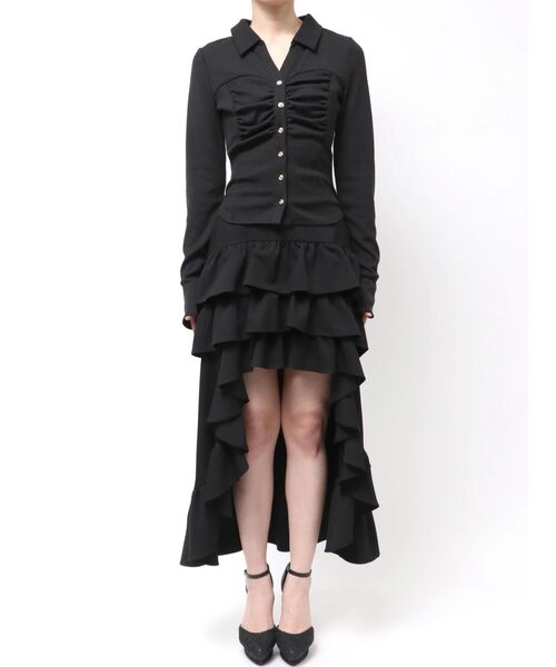 RESEXXY（リゼクシー）の「フロントギャザーリブトップス（Tシャツ/カットソー・レディース・ブラック/ブルー/ホワイト・FREE）」の16枚目の写真