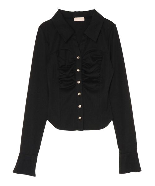 RESEXXY（リゼクシー）の「フロントギャザーリブトップス（Tシャツ/カットソー・レディース・ブラック/ブルー/ホワイト・FREE）」の22枚目の写真