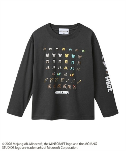 QUNTSTYLE(キュントスタイル)の「【MINECRAFT】長袖プリントTシャツ(Tシャツ/カットソー・キッズ・ブラック/グレー/オートミール/ブラック系・110/120/130/140/150/160)」の3枚目の写真