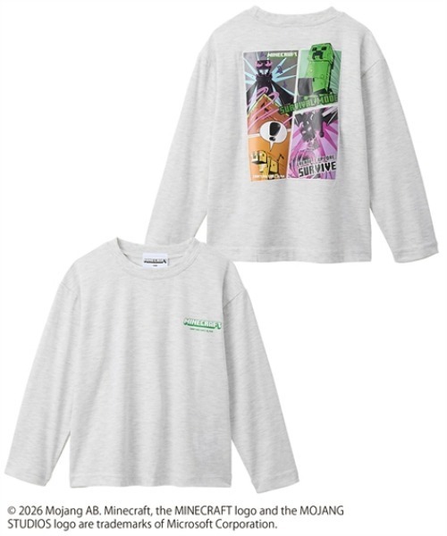 QUNTSTYLE(キュントスタイル)の「【MINECRAFT】長袖プリントTシャツ(Tシャツ/カットソー・キッズ・ブラック/グレー/オートミール/ブラック系・110/120/130/140/150/160)」の1枚目の写真