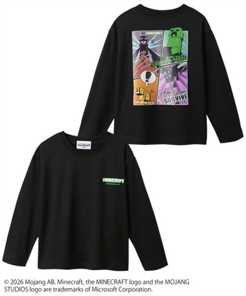 QUNTSTYLE(キュントスタイル)の「【MINECRAFT】長袖プリントTシャツ(Tシャツ/カットソー・キッズ・ブラック/グレー/オートミール/ブラック系・110/120/130/140/150/160)」の2枚目の写真