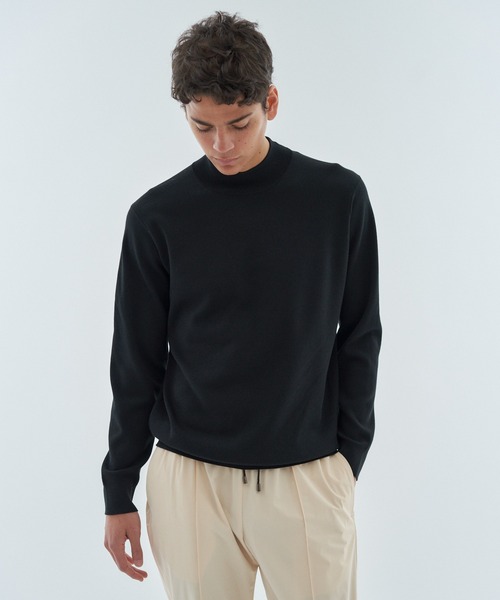 ESTNATION(エストネーション)の「ESTNATION / コットンポリエステル モックネックニット(ニット/セーター・メンズ・ブラック/チャコールグレー・LARGE/MEDIUM)」の3枚目の写真