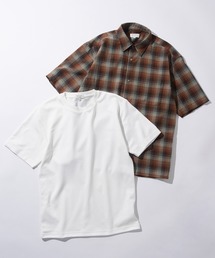 MAGASIN DE MODE Brew（マガジンデモードブリュー）の「【MAGASIN DE MODE Brew】半袖チェックシャツ + 無地インナーTシャツ 2点セット 6270-9076 MNY（シャツ/ブラウス）」