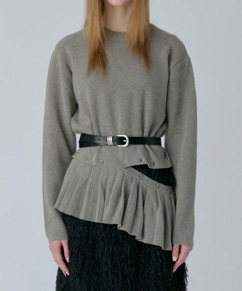 LE CIEL BLEU（ルシェルブルー）の「プリーテッドウエストプルオーバー / Pleated Waist Pullover（ニット/セーター・レディース・ベージュ/ブラック・36）」の10枚目の写真