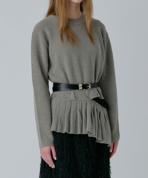 LE CIEL BLEU（ルシェルブルー）の「プリーテッドウエストプルオーバー / Pleated Waist Pullover（ニット/セーター・レディース・ベージュ/ブラック・36）」の9枚目の写真