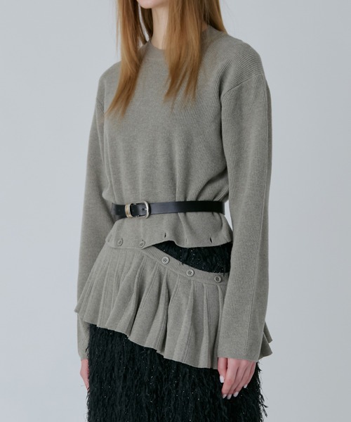 LE CIEL BLEU（ルシェルブルー）の「プリーテッドウエストプルオーバー / Pleated Waist Pullover（ニット/セーター・レディース・ベージュ/ブラック・36）」の8枚目の写真