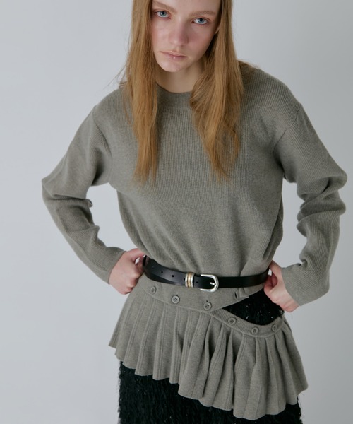LE CIEL BLEU（ルシェルブルー）の「プリーテッドウエストプルオーバー / Pleated Waist Pullover（ニット/セーター・レディース・ベージュ/ブラック・36）」の5枚目の写真