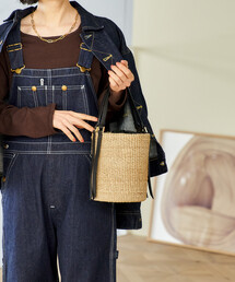 FREAK'S STORE | VIOLAd’ORO/ヴィオラドーロ ファインアバカ バケツ型ショルダーバッグ/レザー切替 かごバッグ(かごバッグ)