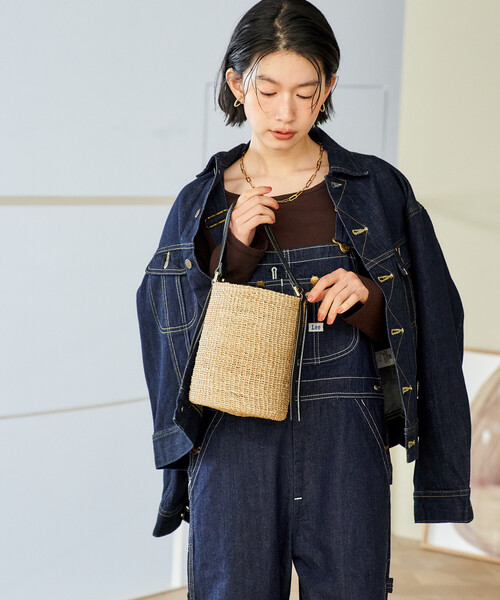 FREAK'S STORE（フリークスストア）の「VIOLAd’ORO/ヴィオラドーロ ファインアバカ バケツ型ショルダーバッグ/レザー切替 かごバッグ（かごバッグ・レディース・ナチュラル/ブラウン・ONE SIZE）」の3枚目の写真