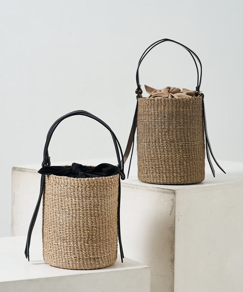 FREAK'S STORE（フリークスストア）の「VIOLAd’ORO/ヴィオラドーロ ファインアバカ バケツ型ショルダーバッグ/レザー切替 かごバッグ（かごバッグ・レディース・ナチュラル/ブラウン・ONE SIZE）」の11枚目の写真