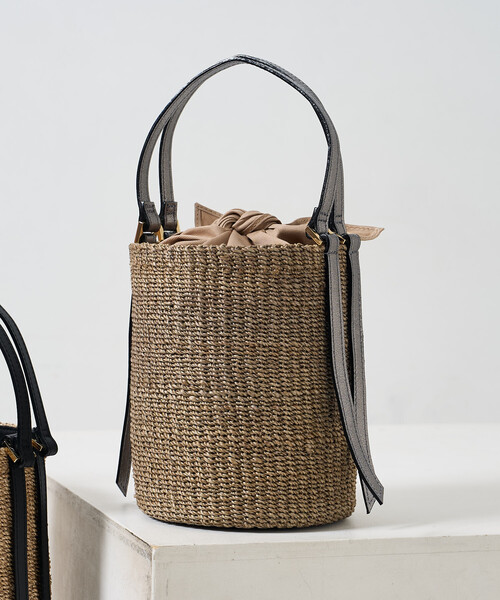 FREAK'S STORE（フリークスストア）の「VIOLAd’ORO/ヴィオラドーロ ファインアバカ バケツ型ショルダーバッグ/レザー切替 かごバッグ（かごバッグ・レディース・ナチュラル/ブラウン・ONE SIZE）」の12枚目の写真