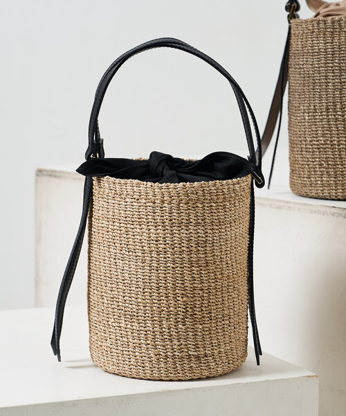 FREAK'S STORE（フリークスストア）の「VIOLAd’ORO/ヴィオラドーロ ファインアバカ バケツ型ショルダーバッグ/レザー切替 かごバッグ（かごバッグ・レディース・ナチュラル/ブラウン・ONE SIZE）」の13枚目の写真