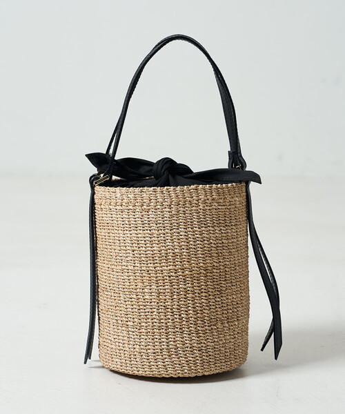 FREAK'S STORE（フリークスストア）の「VIOLAd’ORO/ヴィオラドーロ ファインアバカ バケツ型ショルダーバッグ/レザー切替 かごバッグ（かごバッグ・レディース・ナチュラル/ブラウン・ONE SIZE）」の16枚目の写真