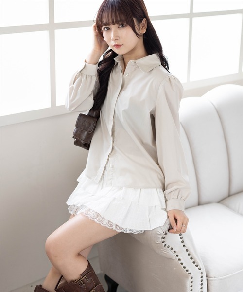 clear（クリア）の「レギュラーヒヨクブラウス[オフィスカジュアル 着回し抜群 大人]（シャツ/ブラウス・レディース・グレイッシュベージュ/サックスブルー/オフホワイト・F）」の3枚目の写真