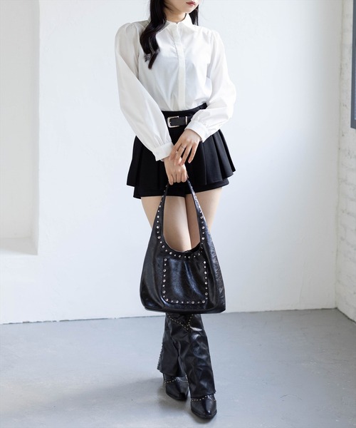 clear（クリア）の「レギュラーヒヨクブラウス[オフィスカジュアル 着回し抜群 大人]（シャツ/ブラウス・レディース・グレイッシュベージュ/サックスブルー/オフホワイト・F）」の6枚目の写真