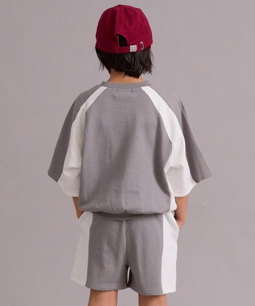 PAIRMANON STREET(ペアマノンストリート)の「裏毛 切替 配色デザイン セットアップ 半袖 ショートパンツ【PAIRMANON STREET】(セットアップ・キッズ・ピンク/グレー/ブラック・100/110/120/130/140/150/160/90)」の10枚目の写真