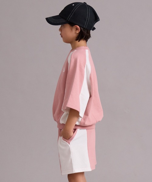 PAIRMANON STREET(ペアマノンストリート)の「裏毛 切替 配色デザイン セットアップ 半袖 ショートパンツ【PAIRMANON STREET】(セットアップ・キッズ・ピンク/グレー/ブラック・100/110/120/130/140/150/160/90)」の12枚目の写真