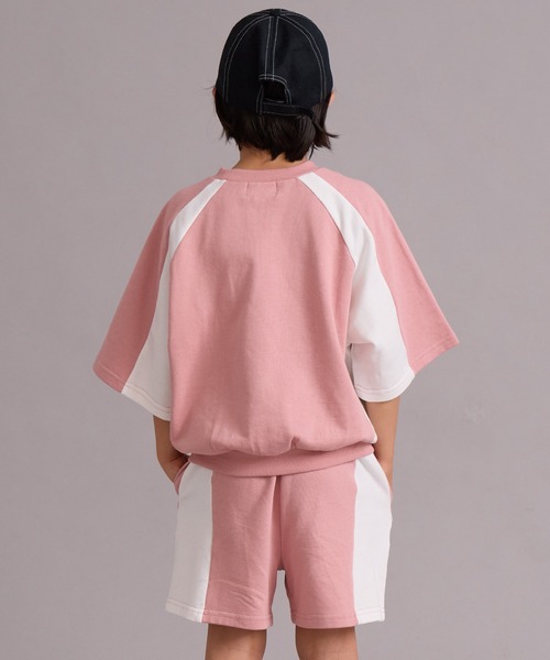 PAIRMANON STREET(ペアマノンストリート)の「裏毛 切替 配色デザイン セットアップ 半袖 ショートパンツ【PAIRMANON STREET】(セットアップ・キッズ・ピンク/グレー/ブラック・100/110/120/130/140/150/160/90)」の14枚目の写真