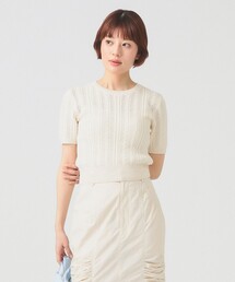 Ray BEAMS | ケーブル ハーフスリーブ クルーネック(ニット/セーター)