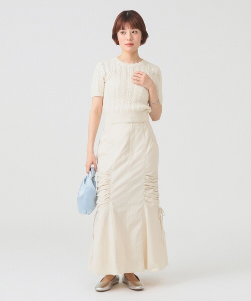 Ray BEAMS（レイビームス）の「ケーブル ハーフスリーブ クルーネック（ニット/セーター・レディース・オフホワイト/サックスブルー/ライトグレー・ONE SIZE）」の4枚目の写真