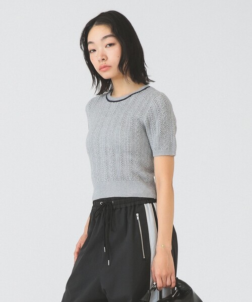 Ray BEAMS（レイビームス）の「ケーブル ハーフスリーブ クルーネック（ニット/セーター・レディース・オフホワイト/サックスブルー/ライトグレー・ONE SIZE）」の11枚目の写真