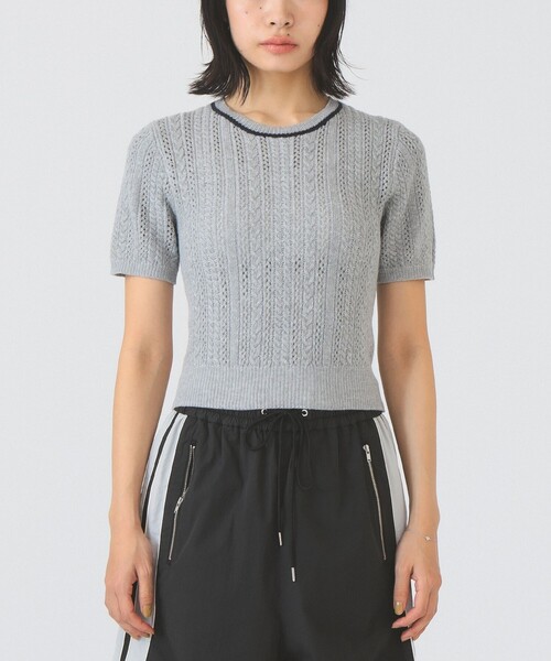 Ray BEAMS（レイビームス）の「ケーブル ハーフスリーブ クルーネック（ニット/セーター・レディース・オフホワイト/サックスブルー/ライトグレー・ONE SIZE）」の16枚目の写真