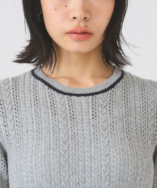 Ray BEAMS（レイビームス）の「ケーブル ハーフスリーブ クルーネック（ニット/セーター・レディース・オフホワイト/サックスブルー/ライトグレー・ONE SIZE）」の19枚目の写真