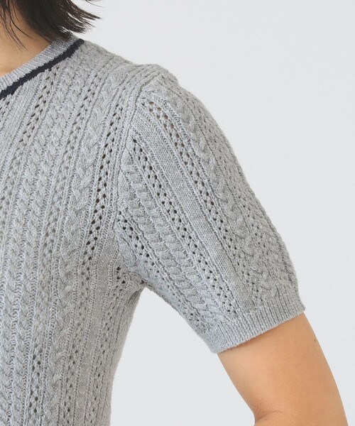 Ray BEAMS（レイビームス）の「ケーブル ハーフスリーブ クルーネック（ニット/セーター・レディース・オフホワイト/サックスブルー/ライトグレー・ONE SIZE）」の20枚目の写真