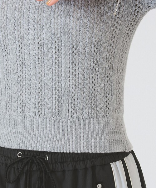 Ray BEAMS（レイビームス）の「ケーブル ハーフスリーブ クルーネック（ニット/セーター・レディース・オフホワイト/サックスブルー/ライトグレー・ONE SIZE）」の21枚目の写真